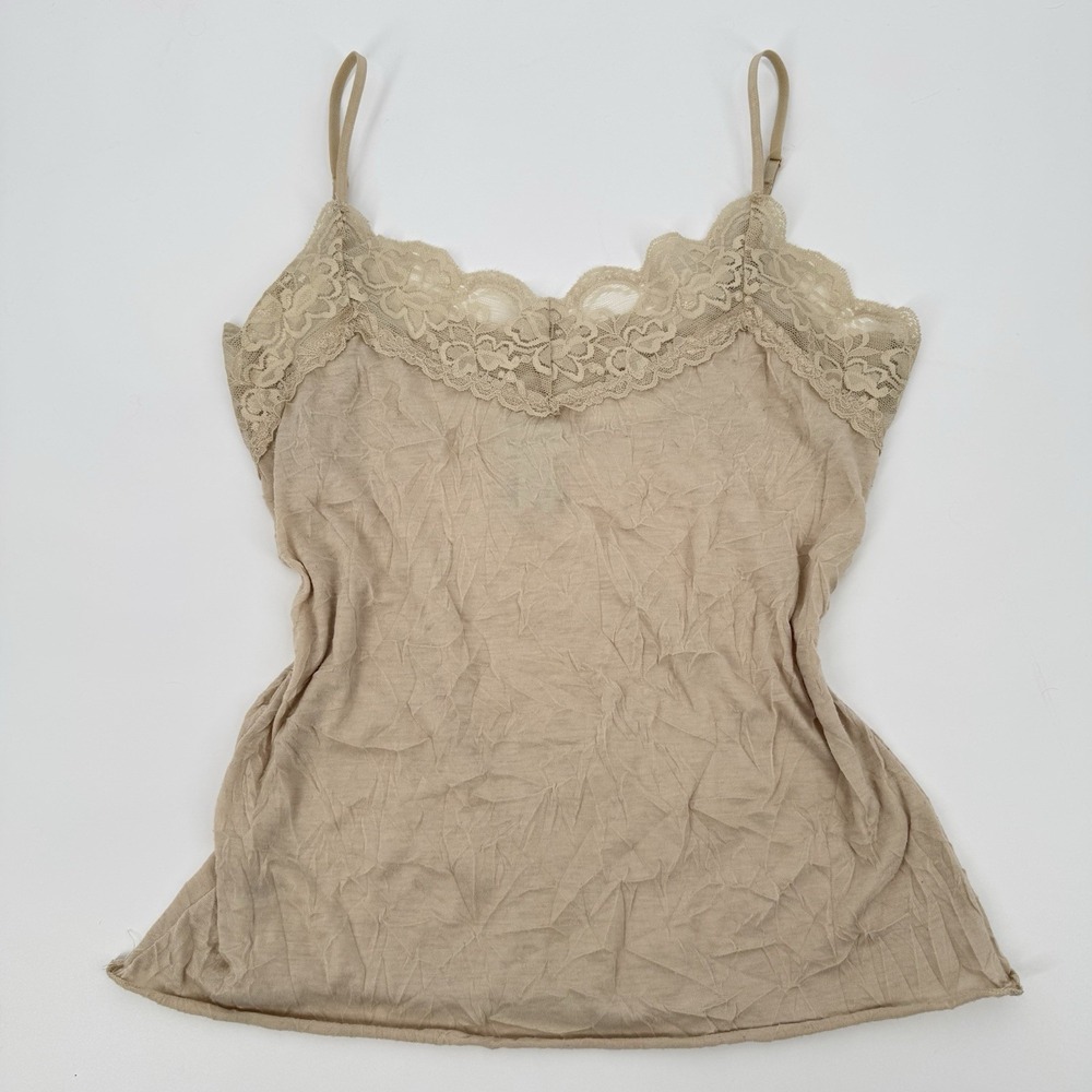 Charlotte Russe Lace Trim Y2K Cami L Fairy Coquette Feminine Vintage Layering